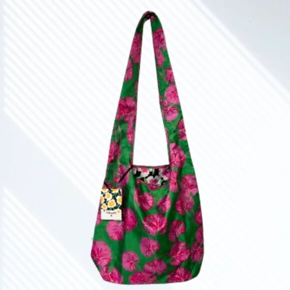 Diane Von Furstenberg Poppy Geranium Leaf Pink Green Reversible Bag DVF Target - Picture 5 of 5